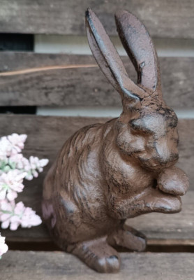  Großer Hase Osterhase  Gusseisen Rost  Vintage Garten Ostern Landhaus    