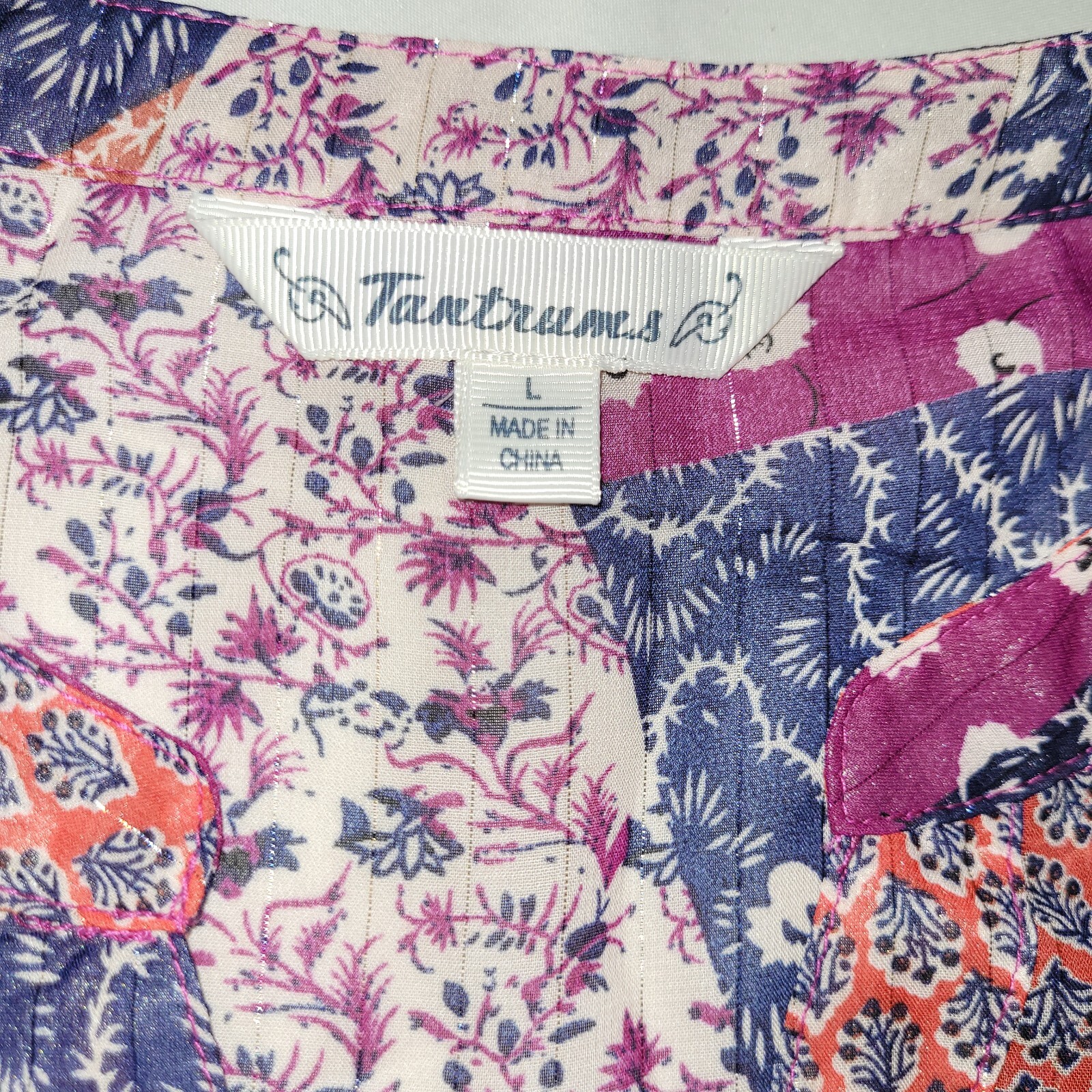 Tantrums Multicolor Patchwork Metallic Blouse Lar… - image 3