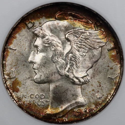 1940-S 10c Mercury Dime - NGC MS 67 Nicely Toned