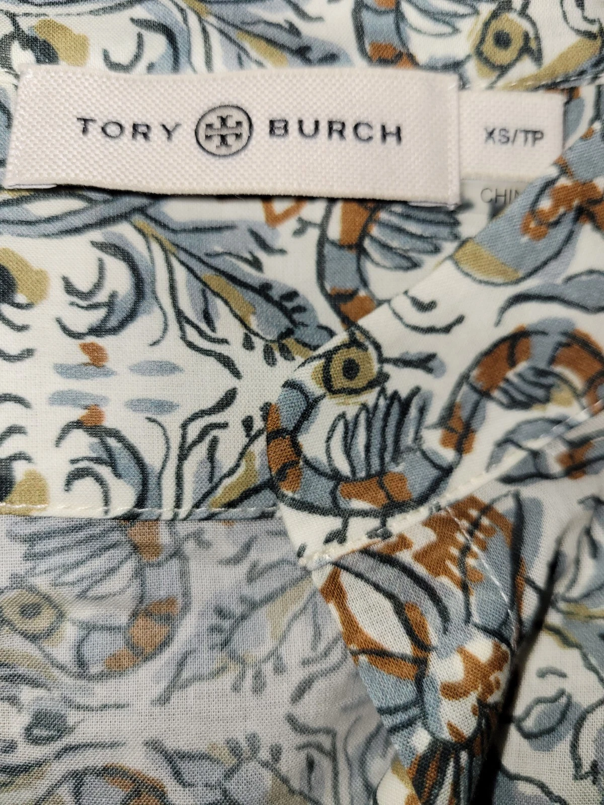 Abito camicia stampata Tory Burch XS Indienne copertura fino a $448