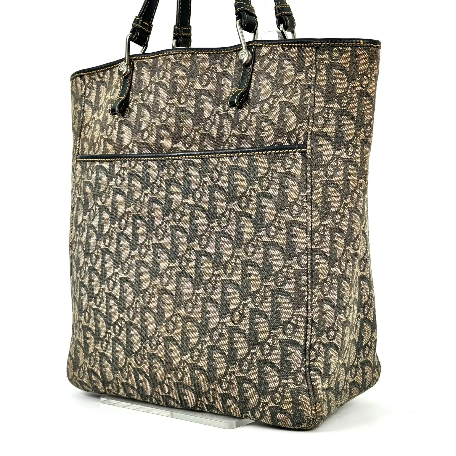 Christian Dior sac fourre tout bandoulière sac à main trotteur marine authentique