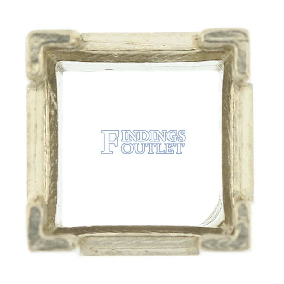 Montaje de cabeza de base baja Princesa de oro blanco de 14 quilates 4 puntas extremo en V 0,06-5,5 quilates Foto 2 de 4