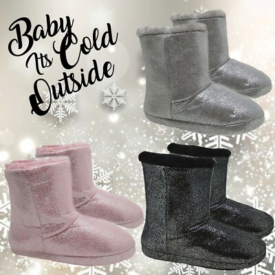 Damen Hausschuhe Stiefel Damen Bootie Mädchen warm Fleece gefüttert Stiefeletten