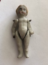 Vintage Bisque Pin Jointed Dollhouse Miniature 2.25 Tall Doll Marked 5 1/5