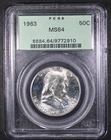1963 Franklin Half Dollar graded MS64 by PCGS OGH Old Green Holder PQ+