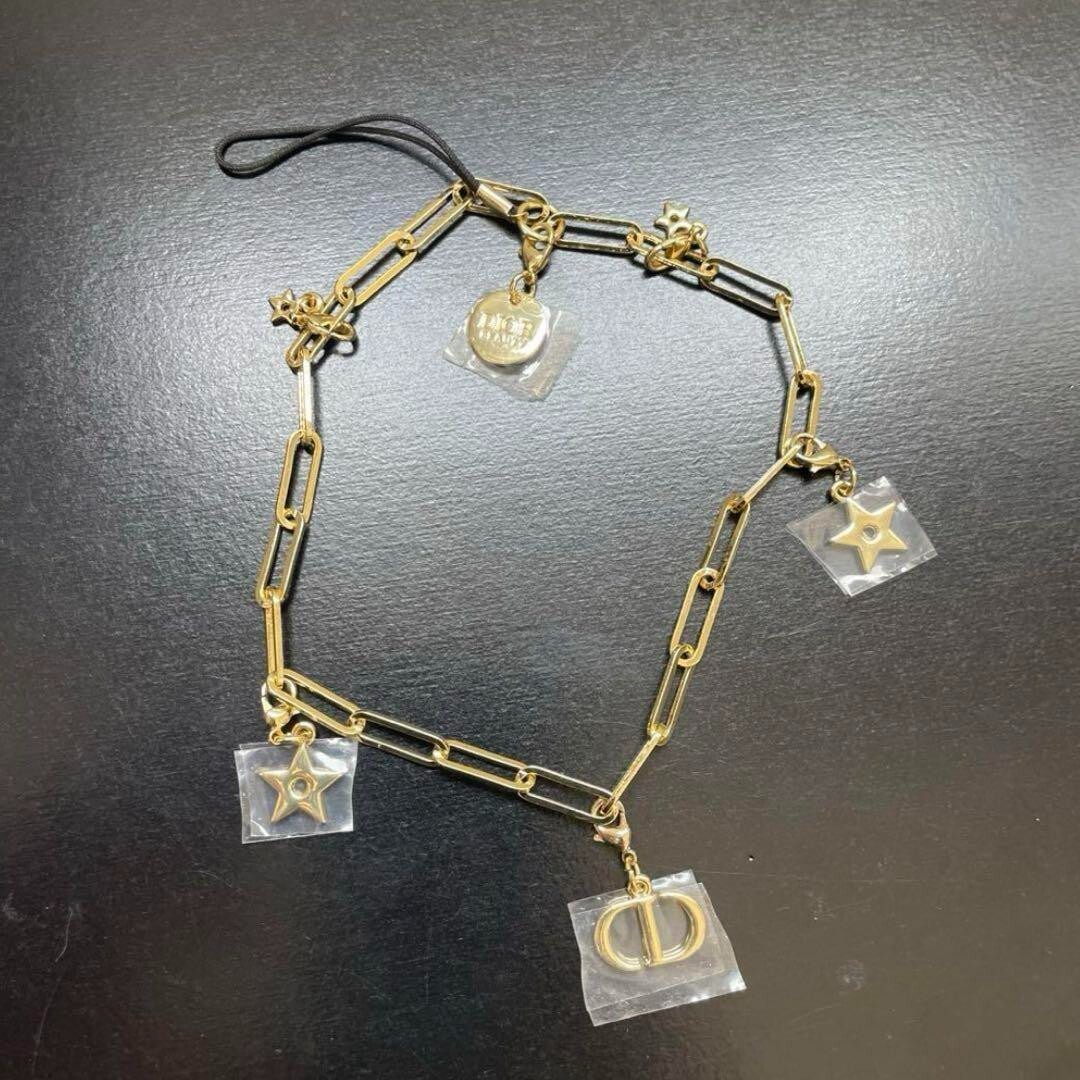 Christian Dior novelty Gold Star logo Strap Key Chain Charm Christian Dior novelty Gold Star logo Strap Key Chain Charm