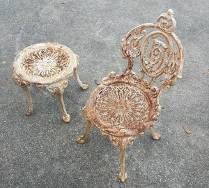 Set of Antique Garden Cast Iron Chairs with Tables by ...