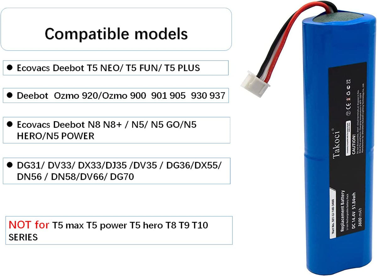 Mspalocell 4500MAH/14.4V Replacement Battery for Ecovacs Deebot N8, N8