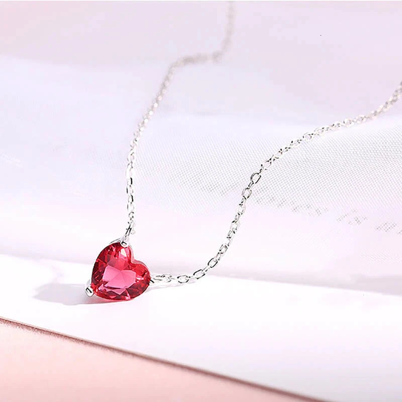 Red diamond heart necklace deals