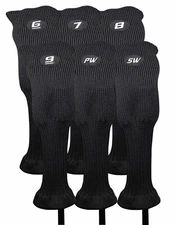 Majek Golf All Hybrid Black Acrylic #6 7 8 9 PW SW Head Covers Golf Club Set
