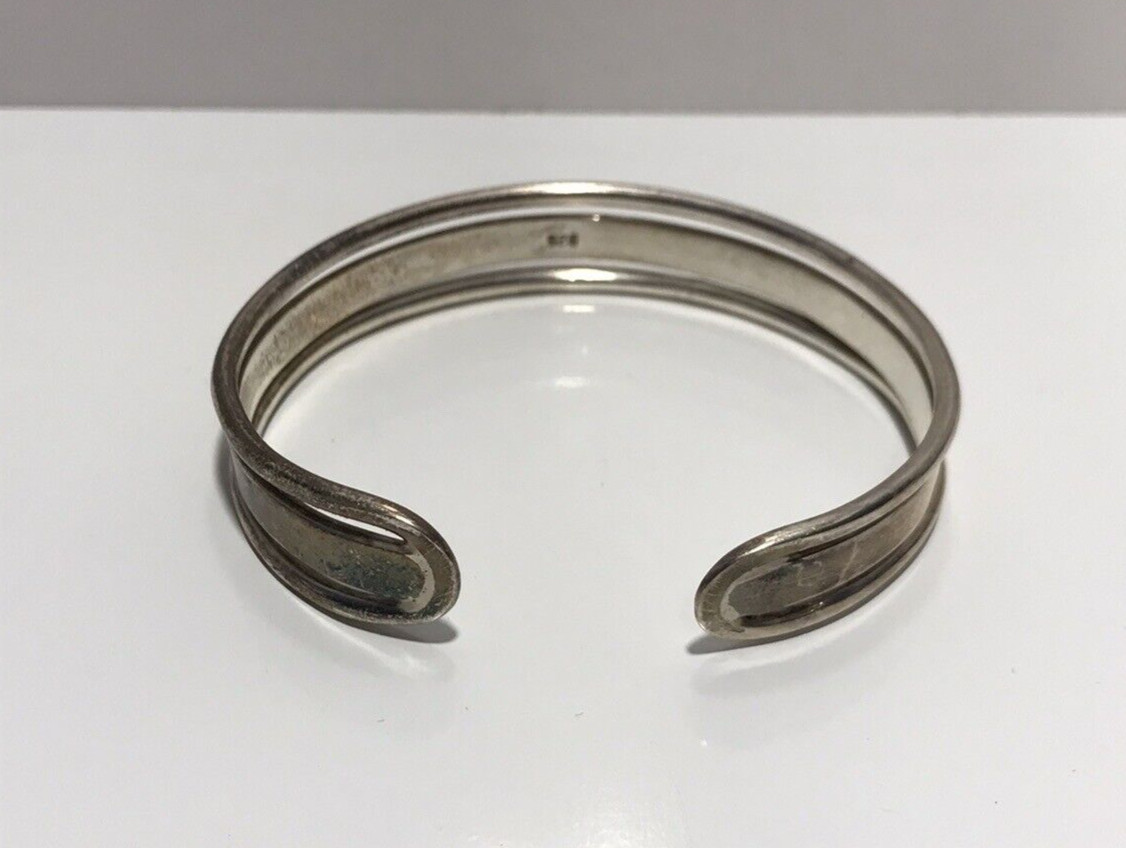 925 Sterling Silver Split Ribbed Plain Cuff Brace… - image 6