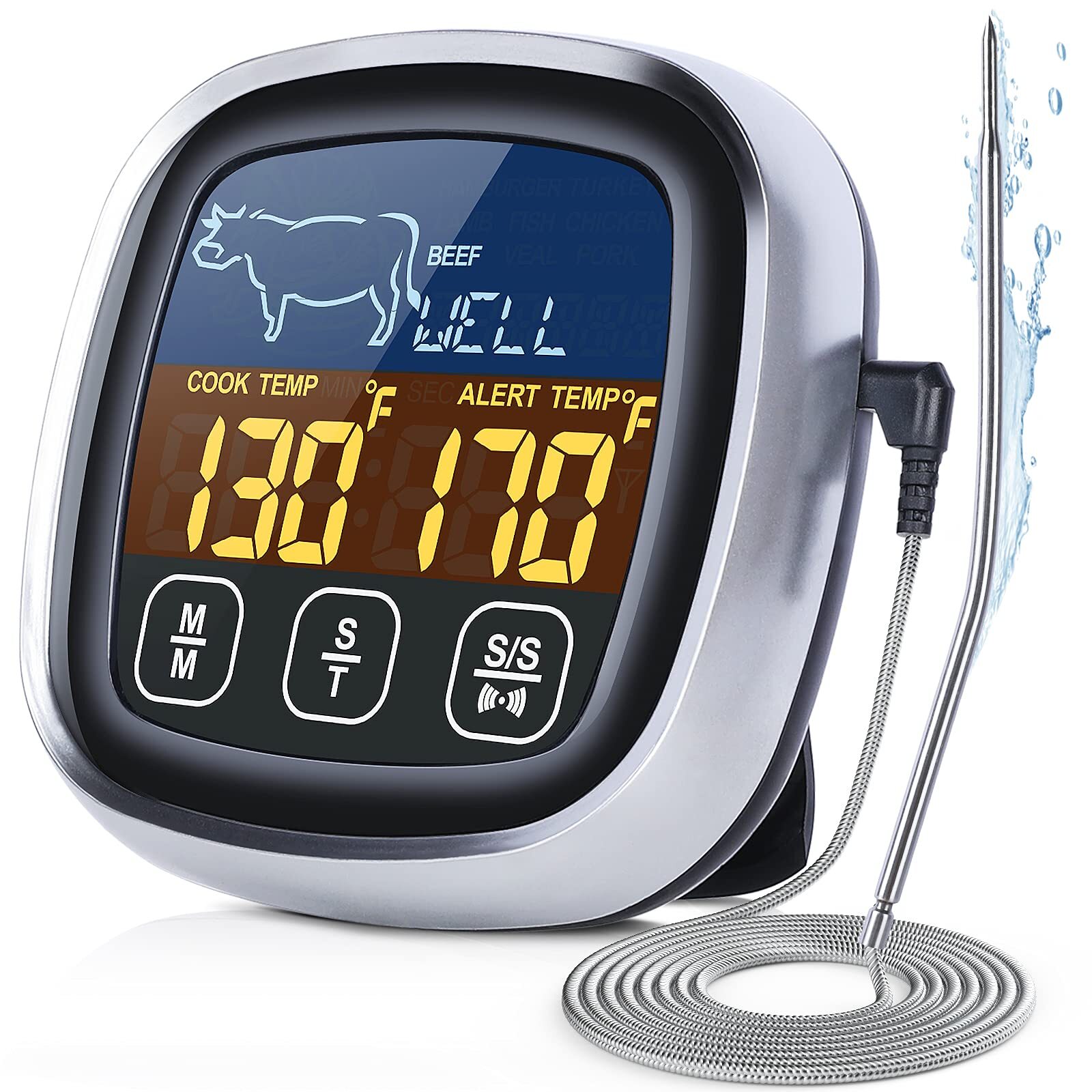Meat Thermometer Digital Meat Thermometer With Large Touchscreen Lcd With Long P-image