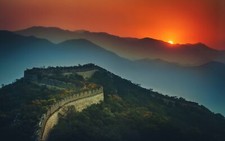 Landscape nature great wall of china sunset mountains Custom Gaming Mat Desk