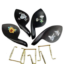 Shell Flower Screw Clamp Bracket 4/4 Ebony Violin Chin Rest Inlaid Abalone