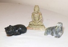 lot of 3 hand carved soapstone figures sculptures Inuit Newkinga walrus hippo