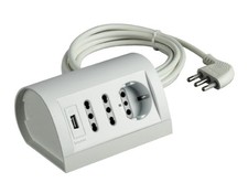 BTICINO  MULTIPRESA SCRIVANIA .2M SP16A 2PR10/16+1 P30+USB BIANCO S3711DU    