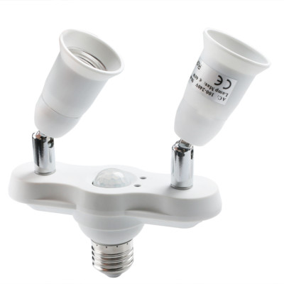 Light Holder 2in1 E27 Infrared Motion Sensor Socket Adapter Converter Splitter