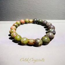 Dragon Blood Jasper Unakite Bracelet Natural Stones Unisex Healing Bracelet...