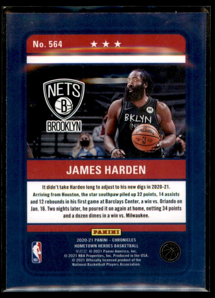 2020-21 Panini Chronicles James Harden Brooklyn Nets #564 - Image 2 of 2