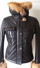 Belstaff Gold Label 'ocelot' Fox Fur Leather Jacket Size Uk 14 (italian 46)