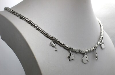 DODO STYLE HALSKETTE SILBER LINIE MEER CHARMS RHODINIERT 45-50 CM EXPLOIT