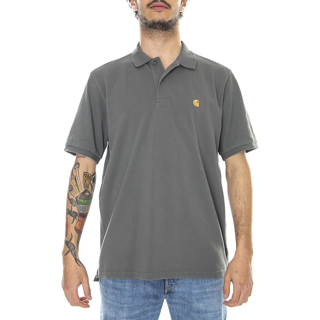 Annoncør Motivering kulstof Carhartt WIP Chase Pique SS Polo T-Shirt Men thyme/gold | eBay