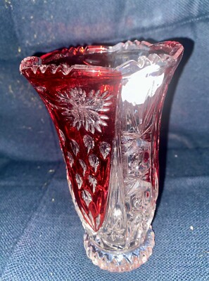  Crystal Vase METRA 7 ルビーレッド Vintage German Ruby red lead crystal Anna Hutte Bleikristall 6