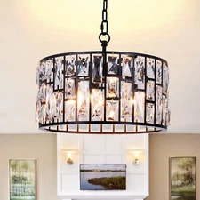 4-Lights Crytal Chandeliers Modern Round Hanging Ceiling Lamp Lighting Fixtures