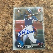 Starling Heredia Signed 2016 Bowman Rc Auto Los Angeles Dodgers