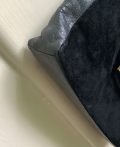 Lilla Lane Bag Shoulder Black Suede & Leather Boho Brass Large Grey Inner As New - Picture 13 of 14