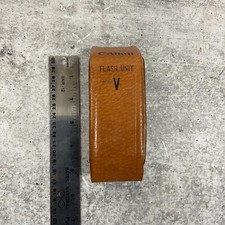 Canon Flash Unit Model V w/ Brown Leather Case Japan Vintage