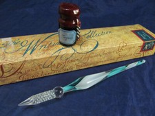 NEW Turquoise Art Glass Stylus Pen The Writing Collection with Ink in Box