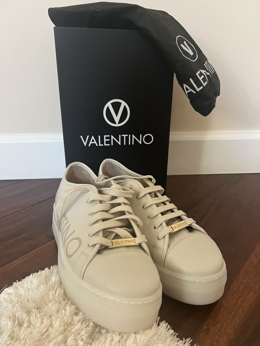 VALENTINO by mario DALIA Off White leather logo PLATFORM