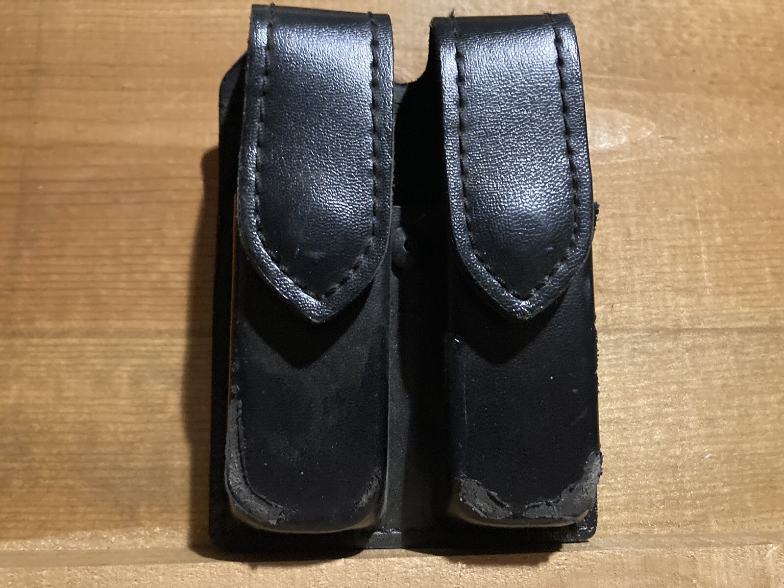 SafariLand Black Leather Double Magazine Pouch For Glock Mags-image