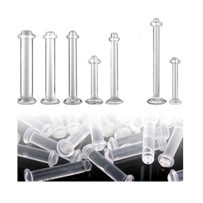 2er Set 1,2mm oder 1,6mm Bio Plastik Piercing Retainer Stecker Lippe Ohr Weiß 