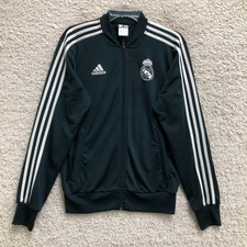 Adidas Real Madrid Track Jacket Small Adult Green Full Zip Striped Athletic Mens