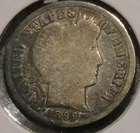 Silver Dime - Barber - 1899 (Tarnished / Off-color)