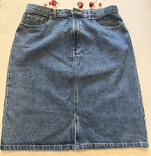 Eddie Bauer Denim Skirt Women's Size 12 Knee Length A-Line Front Slit. Pre-Owned