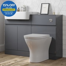 Affine Bathroom Toilet WC Basin Sink Vanity Unit Combination Grey Gloss 600mm