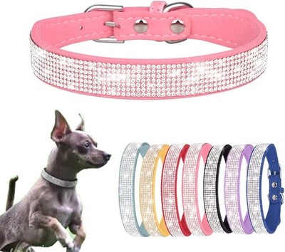 Hundehalsband Kleine Hunde Welpe Rosa Strass Perlen Glitzer Kristall Steine