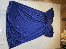 Only Necessities Plus Size 14-16 Navy Blue Nightgown Floral Detail Flutter Sleev