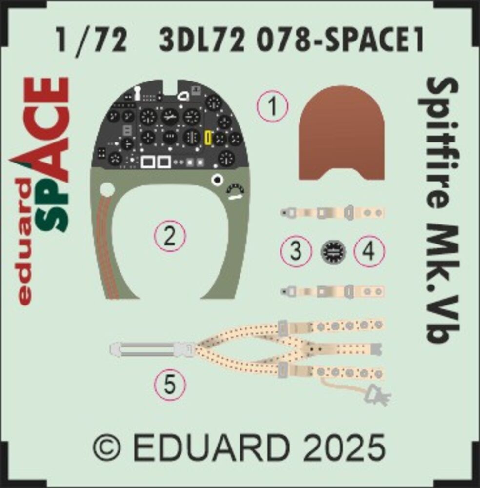 Eduard Accessories 3DL72078 - 1:72 Spitfire Mk.Vb SPACE For Eduard - New