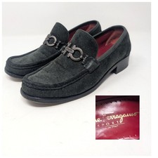 Ferragamo Loafers 6 Gray Suede Logo