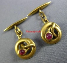 Heated Ruby Gemstone With 18k Gold Plated Silver Cufflinks 43