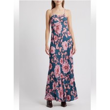 NWT FARM Rio Flower Delicacy Paisley Slipdress SZ X-Small DARK BLUE