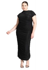ELOQUII Women's Plus Size Draped Asym Dress - 20 Black Onyx