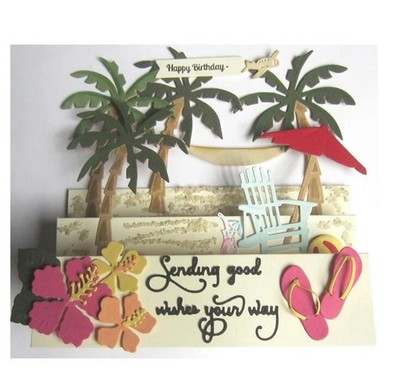 Metall Cutting dies Stanzschablone Kokos Hängematte am Strand Karte Album DIY