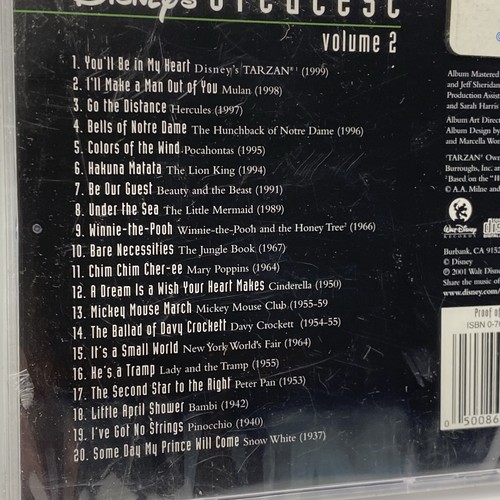 Disney's Greatest Movie Songs CD Vol. 2 Various Artists New & Sealed! 20 Songs - Picture 3 of 9