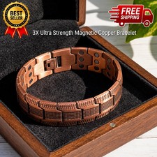 3X Ultra Strength Magnetic Copper Bracelet Vintage Copper Men's Therapy Energy
