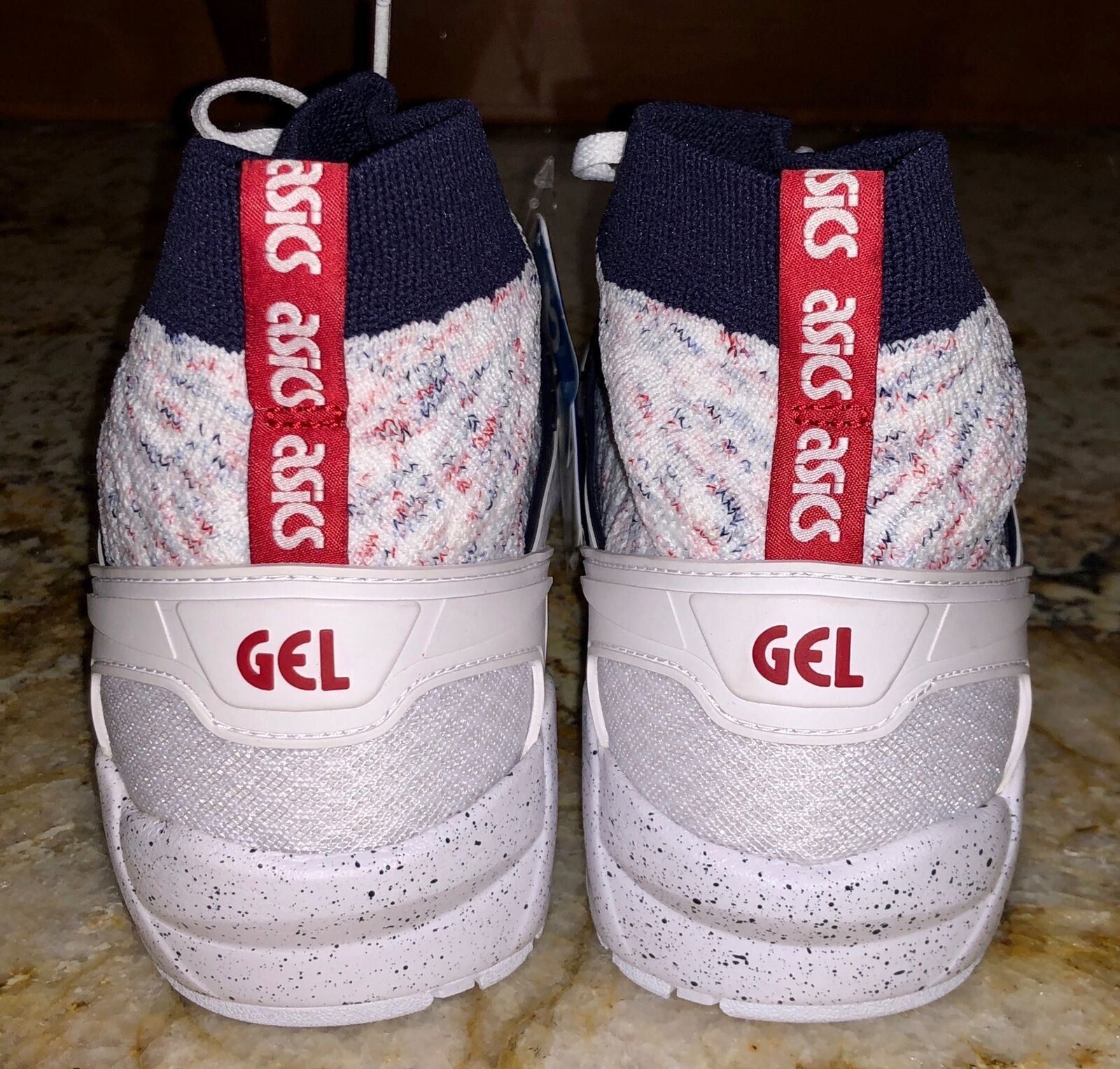 ASICS Gel Kayano Trainer Knit White Navy Blue Red Shoes Sneakers NEW Mens Sz 9 thumbnail 5